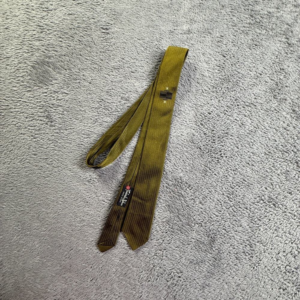 Vintage 60s 70s Frederick Nelson Fashion Craft Silk Skinny Tie Olive Green